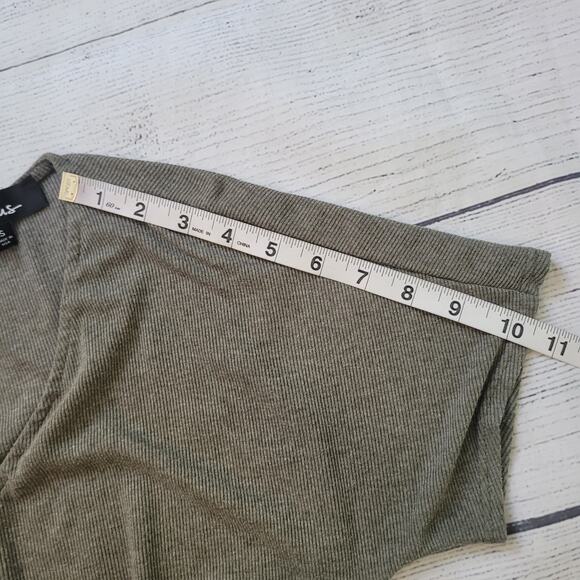 Lulus Size S Melinda Olive Green Short Sleeve Jumpsuit Ribbed Elastic Waist Tie - Picture 10 of 13